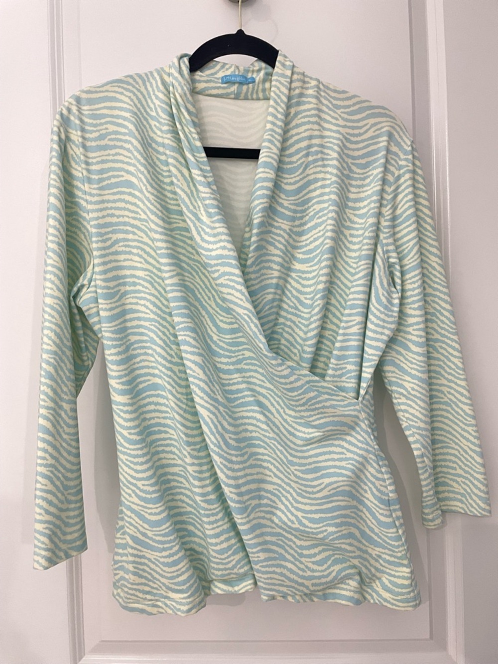J McLaughlin Catalina Cloth Gulf Faux Wrap Top Zebra Pastel Office Casual.  15
